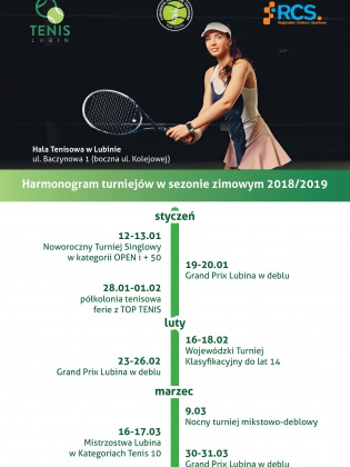 Harmonogram Turniejów Tenisowych w sezonie  zimowym 2018/2019